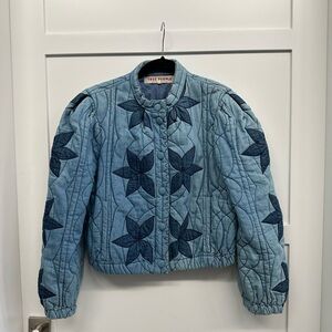 Free People Denim Floral Jean Jacket